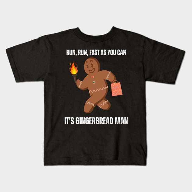 Gingerbread Man on a Mission Kids T-Shirt by Tee Trendz